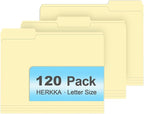 Manila Folders, HERKKA 120 Pack 1/3 Cut Tab File Folders, Manila Folders 8.5 x 11 Designed for Office and Classroom Use, Letter Size