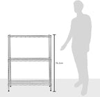 Amazon Basics 3-Shelf Adjustable Heavy Duty Steel Wire Rack Storage Shelving Organizer for Kitchen, Garage, 23.2" L x 13.4" W x 30" H, Chrome