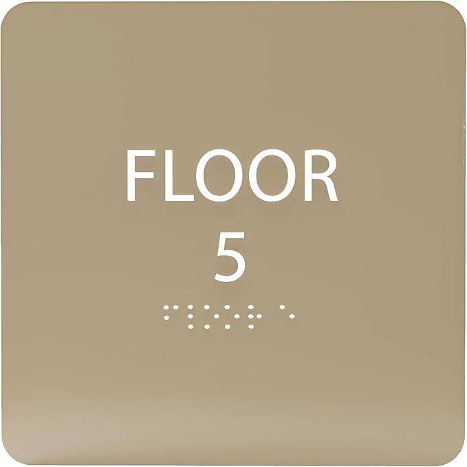 ADA CENTRAL SIGNS - 6" X6" Floor 5 Sign - ADA Compliant Tactile Graphics Grade 2 Braille Text Acrylic Wall Signs - Directional Assistance, Floor Number Safety Sign for Office, school Hospital, Apartment