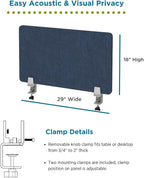 Desk Divider; Sound Absorbing Panel and Sound Proof Dividers - Privacy Shields for Student Desks and Desk Privacy Panels. Cubicle Wall, Desk Divider for Students and Office (Dark Blue, 29" W x 18”H)