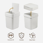 carrotez Mini Trash Can, Countertop Trash Can with Lid, 2 Liter/ 0.5 Gallon, Waste Basket, Garbage Container for Coffee Bar, Bathroom, Kitchen, Office, Desk, Bedroom - White
