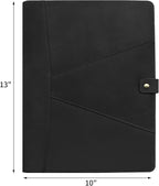 Jack&Chris Leather Portfolio, A4 Document Folder Legal Pad Padfolio, Professional Writing Letter Notepad Clipboard Sleeve Organizer, Resume Folio Binder for Men&Women,Black