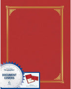 Geographics Classic Linen Red Certificate Holders with Gold Foil Border, 9.75" x 12.5", Pack of 6 – Premium Document Covers for Awards, Diplomas & Certificates