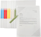 INDKOPVA Plastic Report Covers with Swing Clip, 10Pcs File Folders Letter A4 Sheet Size, Clear Front Report Covers for Documents Presentation Resume Office School Home Organizer Binder (Color, 10PCS