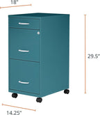 Lorell LYS SOHO Box/File/File Teal Mobile Cabinet, 3 Drawer
