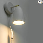 Ahaloye Set of 2 White Wall Sconce Finished Rotatable Simplicity Wall Mount Lighting Fixture for Bedroom Living Room,Plug-in or Hardwire