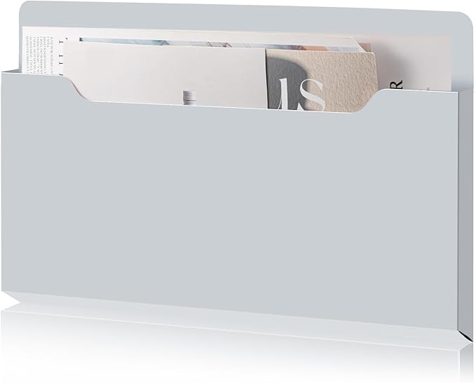 Feifeiya Magnetic Pocket File Holder Large File Folder Organizer Paper Mail Letters Holder Wall Hanging Office Supplies for Refrigerator Whiteboard Cabinets(13.8 x 8.3 Inch,Horizontal,Gray)