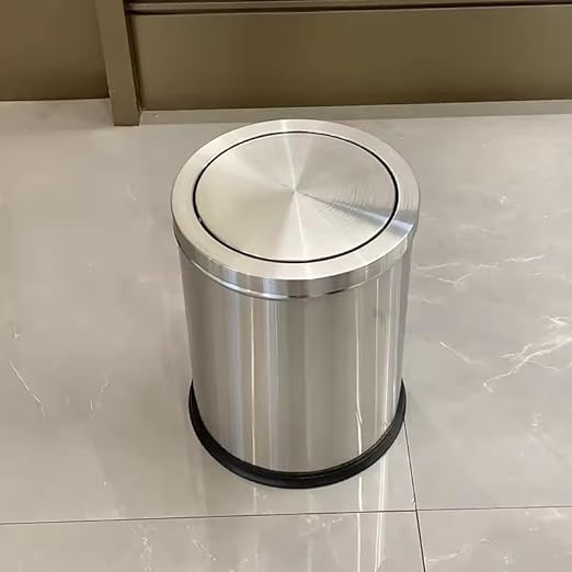 YOJIA 4 Gallon Stainless Steel Waste Bin,Small Metal Garbage can with Shake Lid,Paper Backet with Flipping Lid, Large Capacity Trash Can, for Kitchen,Bathroom,Living Room,Office,Hotle (Silver)