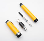 xixixiaozhu Metal Big Fountain Pen Set Medium Nib 0.7mm, Includes Ink Refill Converter, 5 Ink Cartridges & Gift Box (Medium Nib 0.7mm, Yellow with Silvery Clip)