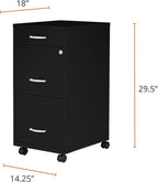 Lorell LYS SOHO Box/File/File 3-Drawer Mobile File Cabinet, Black