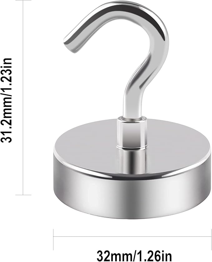 DIYMAG Magnetic Hooks for Hanging Cubicle Accessories, 120lbs 2026 Cruise Cabin Ship Essentials Magnetic Hook Heavy Duty Strong Magnets Fridge for Classroom Beach Kitchen Grills 4 Pack Silver