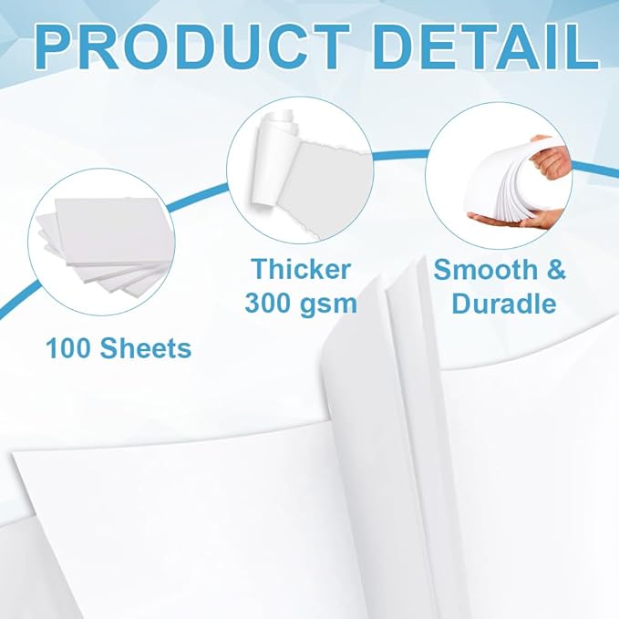 Cardstock Paper - Heavy White Stock, Cover Stock Paper, 110lb(300 gsm) Cover Stock Paper, 11" x 17", 100 Sheets, Card Stock for Poster, Menus, Greeting Cards, Tabloid, Architectural, Design Sketches
