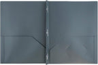 JAM PAPER Plastic Color POP Folders - 2 Pocket Durable Folders with Metal Prongs Fastener Clasps - Grey - Bulk 96/Pack