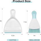 NACENA Mini Dustpan and Brush Set, Small Broom and Dustpan Set Dust Pan and Mini Hand Broom Dustpan and Broom Combo Compact for Home Table Keyboards Sofa Kitchen, Blue