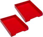 JAM PAPER Stackable Desktop Trays - Red - Office Desk Deluxe Set - 1 Top Tray, 2 Letter Trays, & 1 Pen Holder/Pack