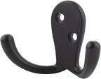 Amazon Basics Curved Zinc Robe Hook - Flat Black, 5-Pack