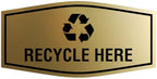 Fancy Recycle Here Sign (Brushed Gold) - Large