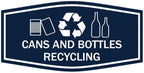 Fancy Cans and Bottles Recycling Sign (Navy Blue/White) - Medium