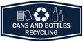 Fancy Cans and Bottles Recycling Sign (Navy Blue/White) - Small