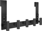PMMASTO Shower Door Hooks, (7.5 Inch) Extended Towel Hook for Bathroom Frameless Glass Shower Doors, Stainless Steel Heavy Duty Holder for Hanging Robe,Towel (Black 5 T-Hooks-Fits 3/8" Thick Door)