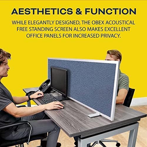OBEX Acoustical Free Standing Privacy Screen, Cubicle Accessories Desk Privacy Panel, Desk Dividers for Office, Office Furniture Partitions Portable Sound Proof Dividers, 12" x 72", Graphite
