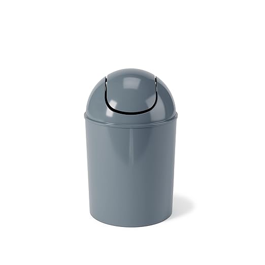 Umbra 1.25 Gallon Mini Waste Can with Removable Swing-Top Lid - Small Garbage Bin for Kitchen, Bathroom, Bedroom, Office - Compact Trash Can Fit Under Tables & Counters - Slate Blue