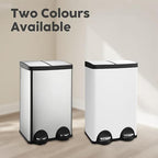 JM ·YIPENG Kitchen Trash Can, 2 x 8 Gallon (2 x 30 L) Recycling Bin with Lid, Double Trash Cans, Soft-Close Foot Pedal, 2 Compartments Garbage Cans for Kitchen, Dual Trash Can, White