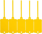 100pcs Blank Plastic Tags for Labeling Reusable Hanging Tags Ties Key Tag Storage Labels Waterproof Plastic Mark Label Writable Hang Sign with One Marker Pen (Yellow)