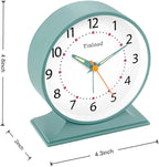 Tinload 4.5" Antique Retro Analog Alarm Clock, Small Silent Bedside Desk Clock with Manual Light, Battery Operated, Snooze, for Living Room, Bedroom, Bedside, Desk(Green)