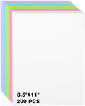 200 Sheets Colored Cardstock 8.5 x 11, Heavyweight Cover Cardstock Printer Paper 8.5 x 11, 190 gsm Card Stock Paper for DIY, Professional Printing, Wedding Invitations, Office Cards & Crafts