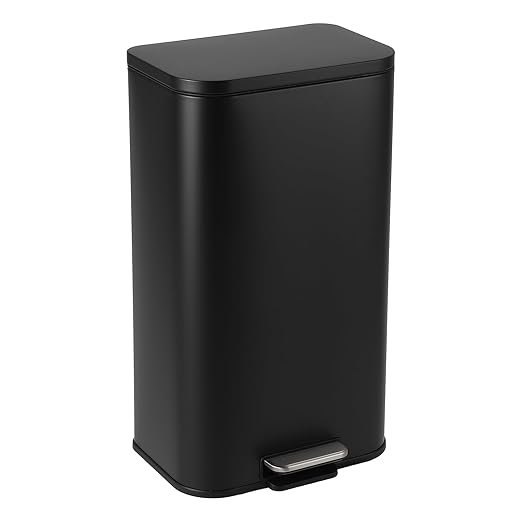 Takywep 5.2 Gallon Brushed Stainless Steel Trash Can with Soft-Close Lid, 3.2/5.3/8/13.2 Gallon Smudge-Resistant Compact Garbage Bin for Kitchen, Bathroom, Office - Black & White