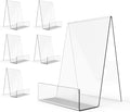 Boloyo Acrylic Book Stand with Ledge,6PC 6 Inch Clear Acrylic Display Easel Transparent Display Stand Holder Tablet Holder for Displaying Books,Magazine,Plate,Pictures,Artworks, CDs