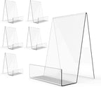 Boloyo Acrylic Book Stand with Ledge,6PC 6 Inch Clear Acrylic Display Easel Transparent Display Stand Holder Tablet Holder for Displaying Books,Magazine,Plate,Pictures,Artworks, CDs