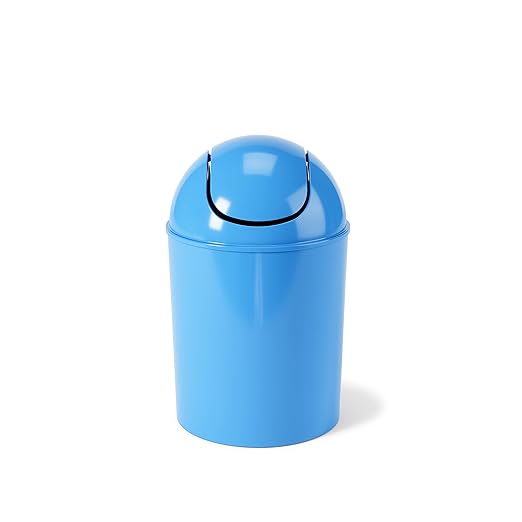 Umbra 1.25 Gallon Mini Waste Can with Removable Swing-Top Lid - Small Garbage Bin for Kitchen, Bathroom, Bedroom, Office - Compact Trash Can Fit Under Tables & Counters - Sky Blue