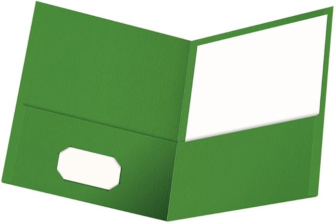 Oxford Twin-Pocket Folders, Textured Paper, Letter Size, Green, Holds 100 Sheets, Box of 25 (57503EE)