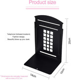 MerryNine 2 Pack Book Ends, Metal Bookends for Shelves, Telephone Booth Decorative Bookends, Non Skid Heavy Bookends, Book, Magazine or CD Organizers for Home and Office (Black-2pcs)