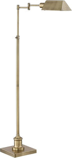Regency Hill Jenson Traditional Farmhouse Metal Adjustable Pharmacy Floor Lamp Swing Arm 54" Tall Aged Brass Metal Shade Standing Pole Light for Living Room Reading House Bedroom Home Office