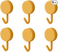 DHDestined Fateful 6 Pack Adhesive Hooks Cute Utility Hooks, Key Hooks for Wall Decorative, for Hanging Hat, Towel, Key, Towel Hook Wall Mount for Home, Kitchen, Bathroom, Office(Yellow)