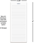 Current Elegant Lined Personalized Notepads – Set of 3, 50-Sheet Pads, 3 1/4 x 8 Inches, Memo Pad, Shopping List, to-Do Notes, Office Organizer