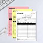 Custom Carbonless Sales Invoice Form Books for Small Business, Personalized NCR 2-Part Receipt Book with Carbon Copies, Cover Add Company Name, Address and Number Printed