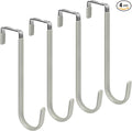 FYY Over The Door Hooks, 4 Pack Upgraded Long Door Hangers Hooks with Rubber Prevent Scratches Heavy Duty Organizer Hooks for Hanging Clothes, Towels, Hats, Coats, Bags Grey