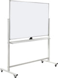 Double-Sided Mobile Whiteboard Magnet Dry Erase Board on Wheels - Aluminum Frame Magnetic Portable Stand Whiteboard- 48"x36" Rolling White Boards with Easy Flip Feature