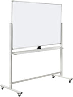 Double-Sided Mobile Whiteboard Magnet Dry Erase Board on Wheels - Aluminum Frame Magnetic Portable Stand Whiteboard- 48"x36" Rolling White Boards with Easy Flip Feature