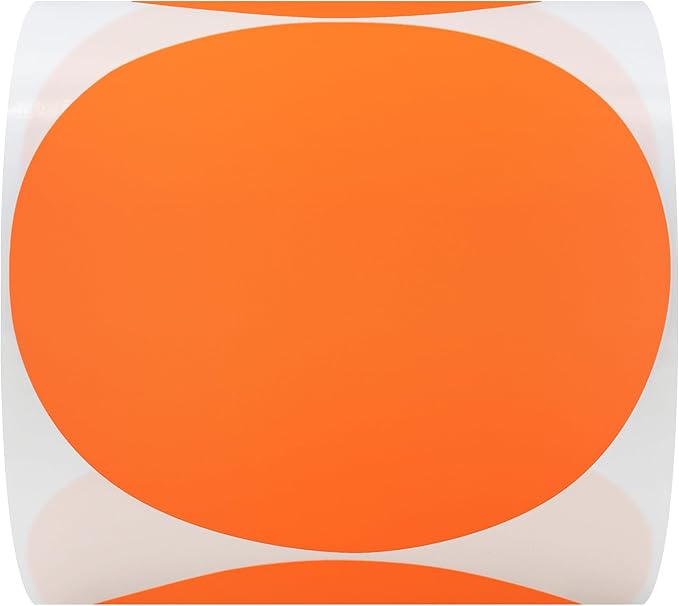 Hybsk Round Color Coding Circle Dots Labels Warehouse Inventory Organizer Stickers (4 inch, Fluorescent Orange)