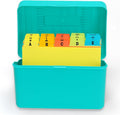 H4D Index Card Holder 4x6 Inches with 25 Plastic Dividers, Teal