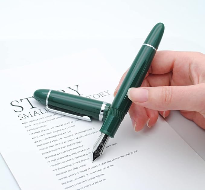 JINHAO X159 Fountain Pen (F Nib 0.5mm, Dark Green with Silvery Clip)