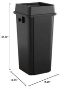 Krollen Industrial 23 Gallon Black Square Commercial Trash Can with Lid