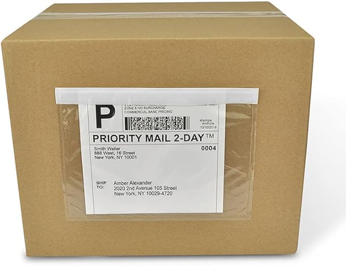 (800 Pcs) BEUYI Clear 7.5'' x 5.5'' Packing List Envelopes, Adhesive Shipping Label Pouches/Sleeves
