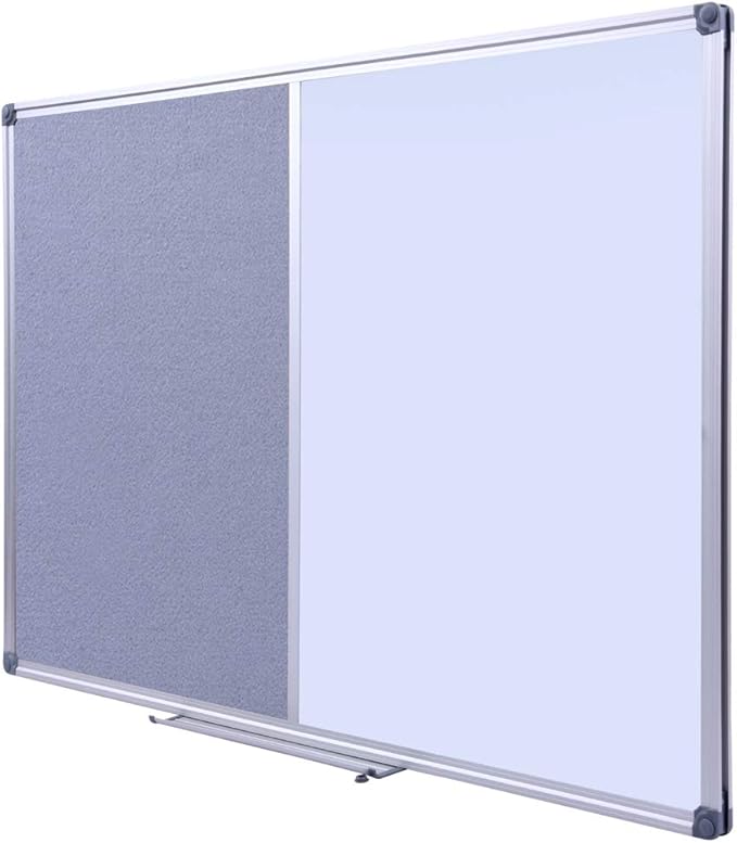 DexBoard 48x36 inch Large Magnetic Combo Board - Dry Erase Whiteboard & Grey Bulletin Board Combination | Framed Corkboard & Magnetic Whiteboard for Office, Classroom, Home | Durable Aluminum Frame