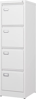 BYNSOE 4 Drawer File Cabinet with Lock Metal Vertical File Storage Cabinet Office Home Steel Vertical File Cabinet for A4 Legal/Letter Size Narrow File Cabinet Locked,Assembly Required